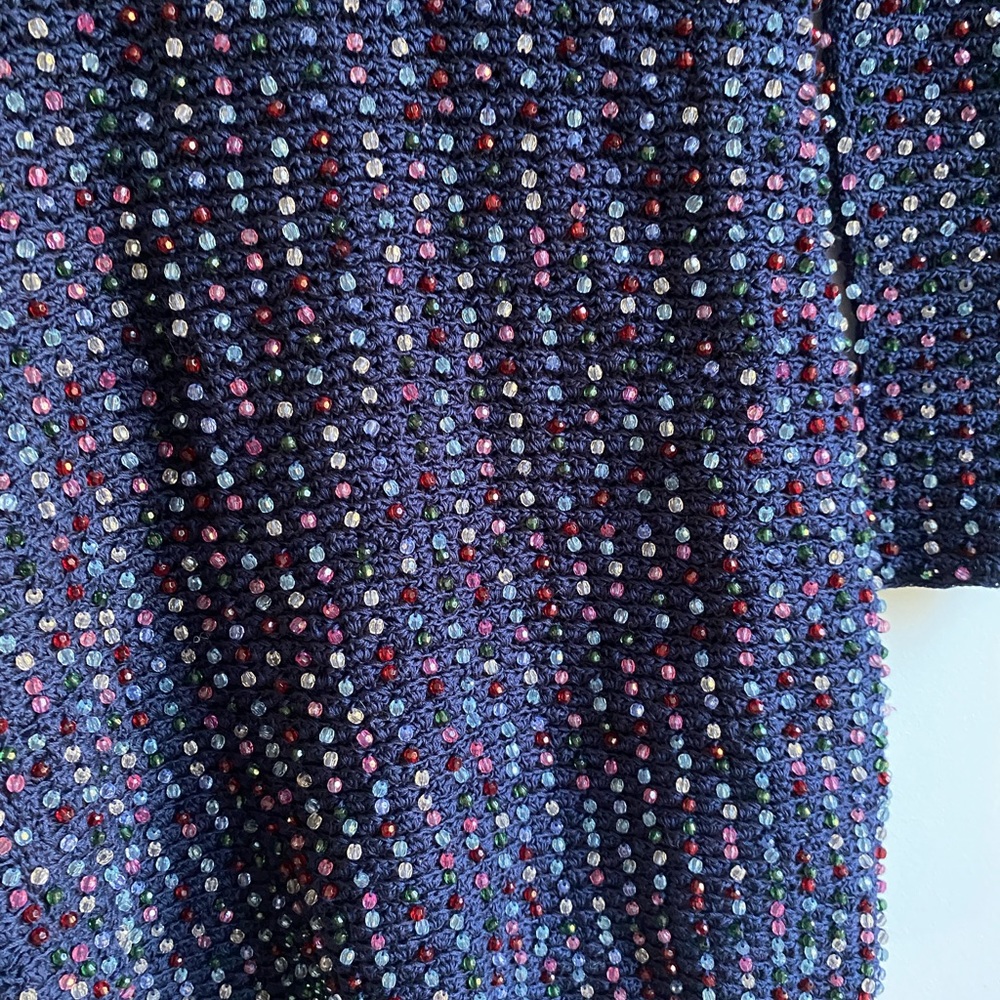 Doen Solandis Navy cotton beaded mini dress size small - Picture 7 of 8